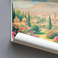Vintage Mediterranean Landscape Print, Wall Art Decor, Travel Poster, Scenic Mediterranean City, Home Office Decor, Artful Travel Poster
