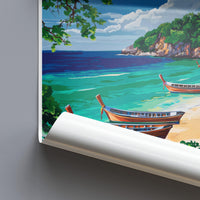 Tropical Beach Wall Art, Coastal Landscape Poster, Ocean View Print, Scenic Seaside Decor, Relaxing Beach Scene Artwork