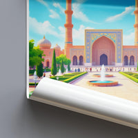 Grand Mosque Wall Art, Islamic Architecture Poster, Middle Eastern Decor Print, Mosque Illustration Art, Travel Poster Artwork