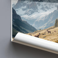 Mountain Landscape Poster, Nature Wall Art, Alpine Scenery Print, Wildlife Art, Home Decor, Living Room Wall Art, Scenic Artwork