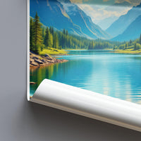 Scenic Mountain Lake Art Print, Nature Wall Decor, Tranquil Landscape Poster, Serene Wilderness Artwork, Calm Water Reflections