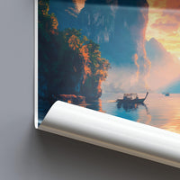 Stunning Mountain Lake Scenic Art Poster, Beautiful Sunset Landscape Wall Decor, Nature Inspired Print, Calm Waters Artwork