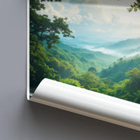 Scenic Nature Wall Art, Landscape Poster of Lush Green Forest, Serene Mountain View Print, Tranquil Nature Decor for Living Room