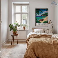 Framed Ko Samet Wall Art, Coastal Beach Print, Tropical Island Decor, Bedroom Inspiration, Nature Artwork, Travel Poster