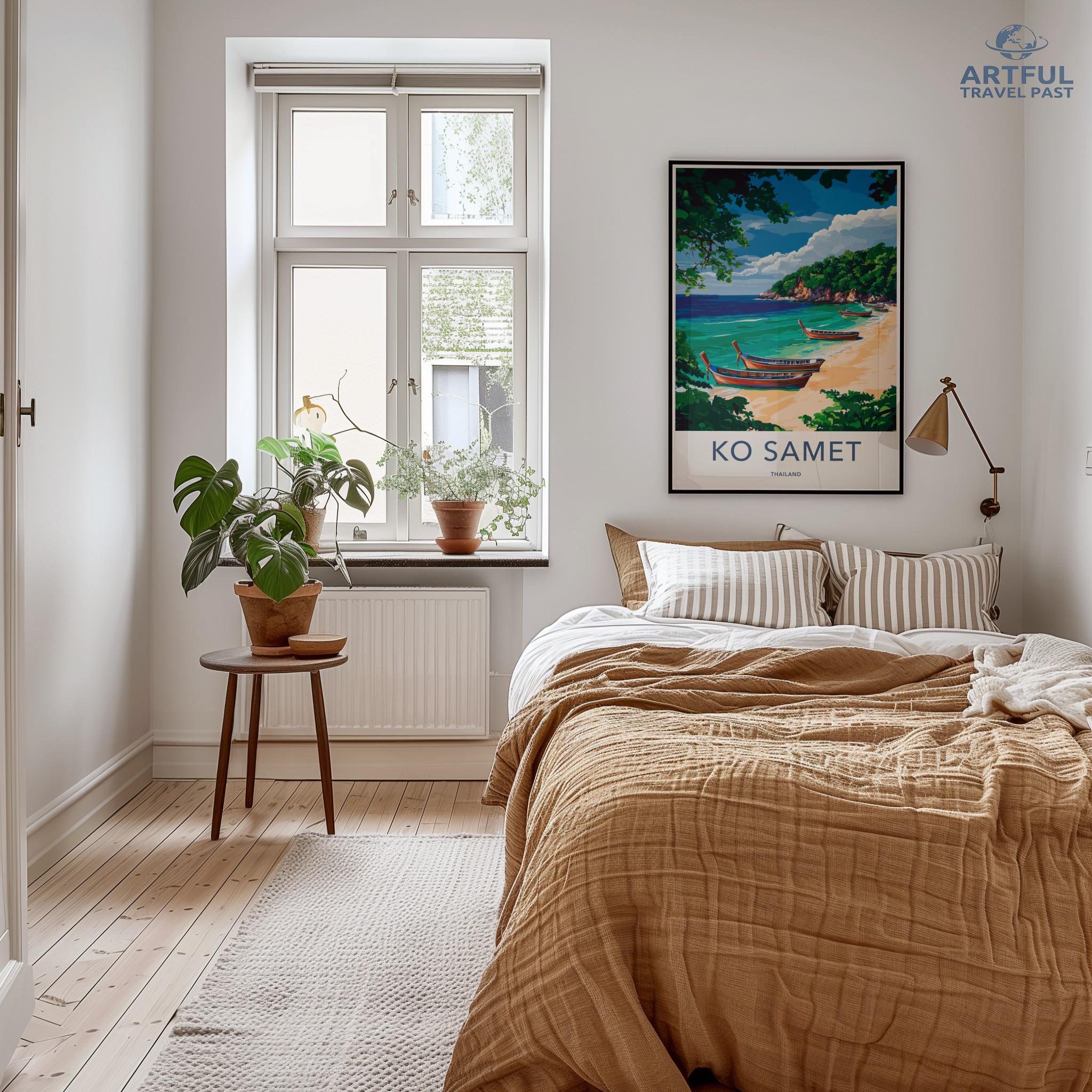 Framed Ko Samet Wall Art, Coastal Beach Print, Tropical Island Decor, Bedroom Inspiration, Nature Artwork, Travel Poster