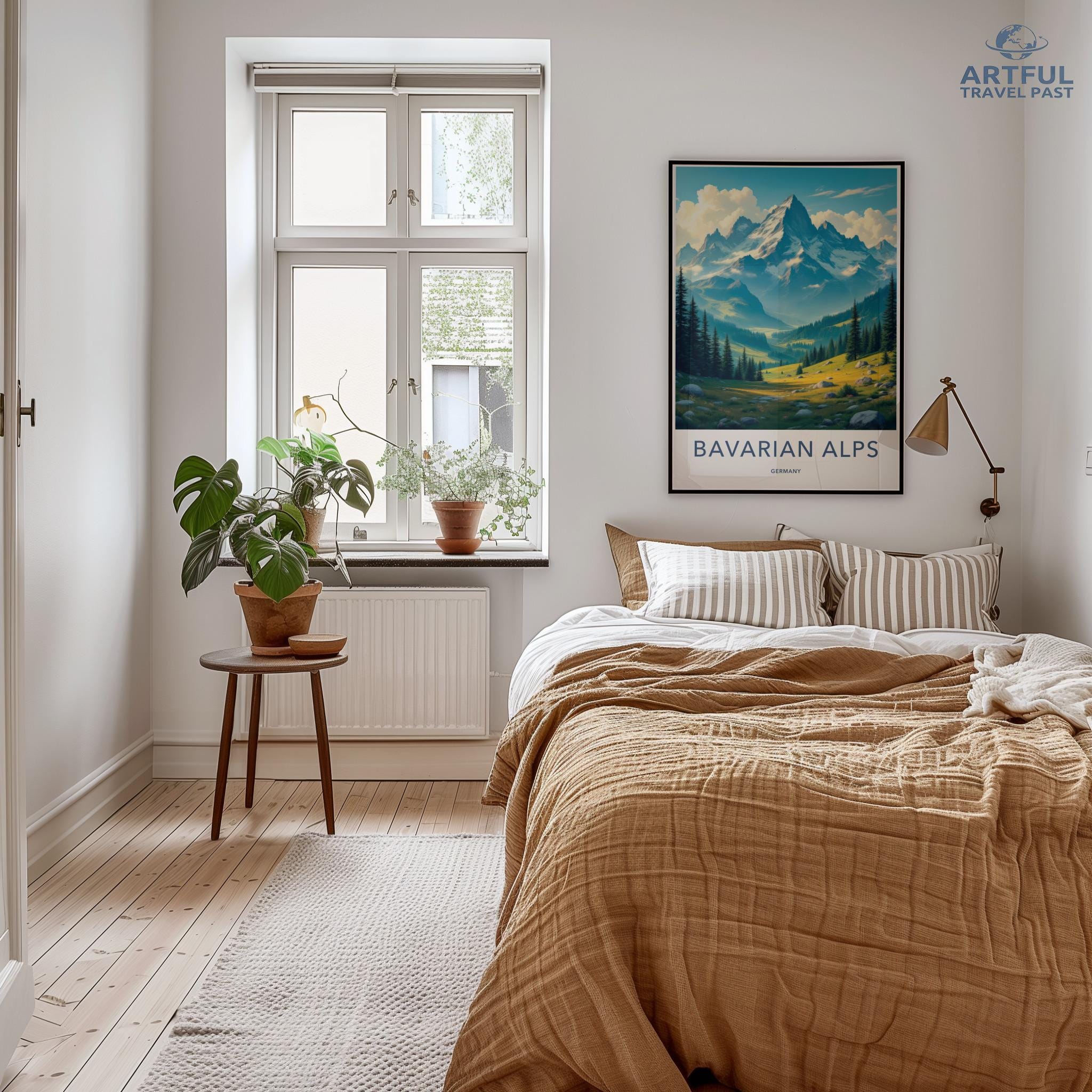 Bavarian Alps Poster, Mountain Landscape Wall Art, Travel Print, Home Decor, Nature Artwork, Bedroom Decoration, Rustic Style