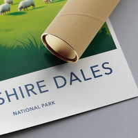 Yorkshire Dales National Park Poster, Scenic Art Print, Nature Wall Decor, Travel Art, Landscape Illustration, Sheep Pasture