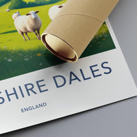 Yorkshire Dales poster, England travel art print, scenic countryside decor, wall art gift, vibrant landscape illustration, home decor