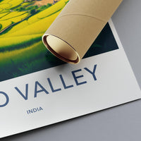 Valleys of India travel poster, nature art print, scenic landscape decor, vintage wall art, wanderlust home decor, adventure-themed print