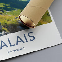 Valais Switzerland travel poster, Swiss Alps wall art, landscape print, mountain scenery decor, nature photography, gift for travelers