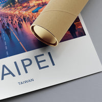 Taipei Cityscape Print, Taipei Wall Art, Taiwan Travel Poster, City Night Market Art, Asian City Decor, Vibrant Cityscape Illustration