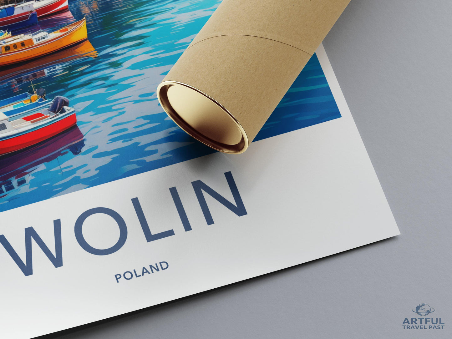 Wolin Poland Poster, Coastal Art Print, Vintage Travel Poster, Boat Illustration, Wall Decor, Nautical Art, Retro Travel Print
