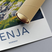 Senja Norway Travel Poster, Scenic Landscape Print, Artful Wall Decor, Nature Illustration, Travel Art, Nordic Wall Art