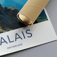 Valais Switzerland Poster, Travel Art Print, Mountain Landscape Wall Art, Swiss Alps Decor, Scenic Photography Art Gift