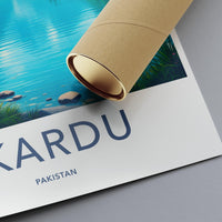 Skardu travel poster, Pakistan wall art, landscape print, vintage travel decor, nature lover gift, illustrated scenery, home decor