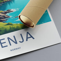 Senja Norway Travel Poster, Scenic Coastal Art Print, Nordic Landscape Wall Decor, Vintage Style Artwork, Nature Inspired Decor