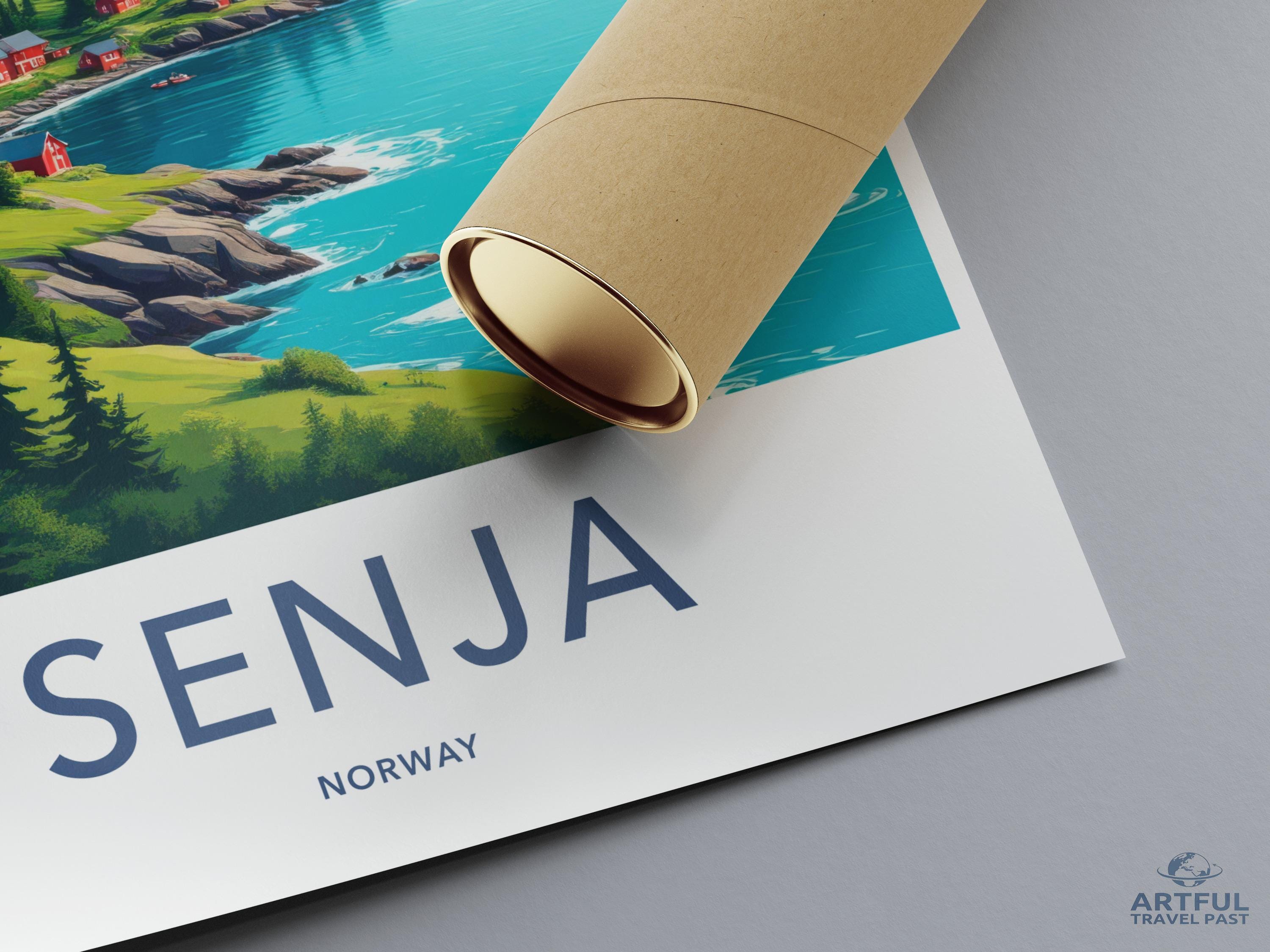 Senja Norway Travel Poster, Scenic Coastal Art Print, Nordic Landscape Wall Decor, Vintage Style Artwork, Nature Inspired Decor
