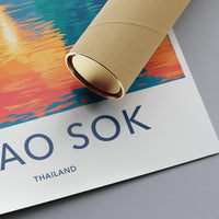 Thailand Travel Poster, Khao Sok National Park Print, Colorful Thailand Wall Art, Southeast Asia Landscape, Nature Travel Decor