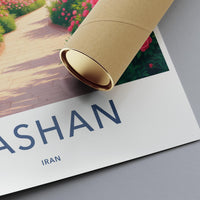 Kashan Iran Travel Poster, Scenic Pathway Art Print, Floral Garden Wall Art, Vintage Style Decor, Home Office Decor