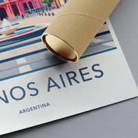 Buenos Aires Travel Poster, Argentina Cityscape Print, Wall Art, South America Decor, Vintage Style Artwork, Architectural Print