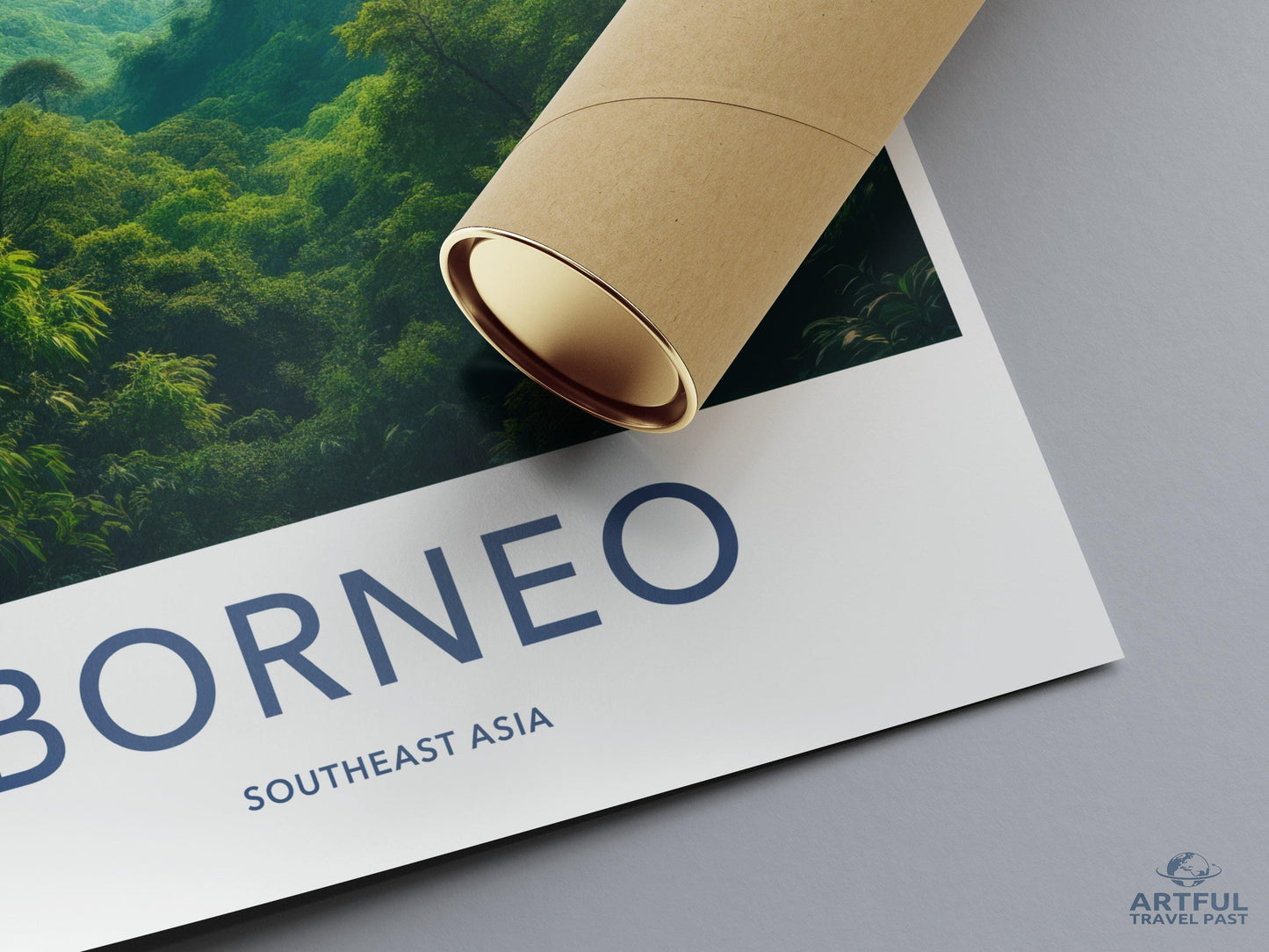 Borneo travel poster, Southeast Asia wall art, Nature print, Artful Travel Past design, Scenic photography, Modern home decor