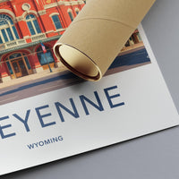 Cheyenne Wyoming travel poster, vibrant wall art, cityscape print, decor for home or office, unique gift idea, colorful artwork