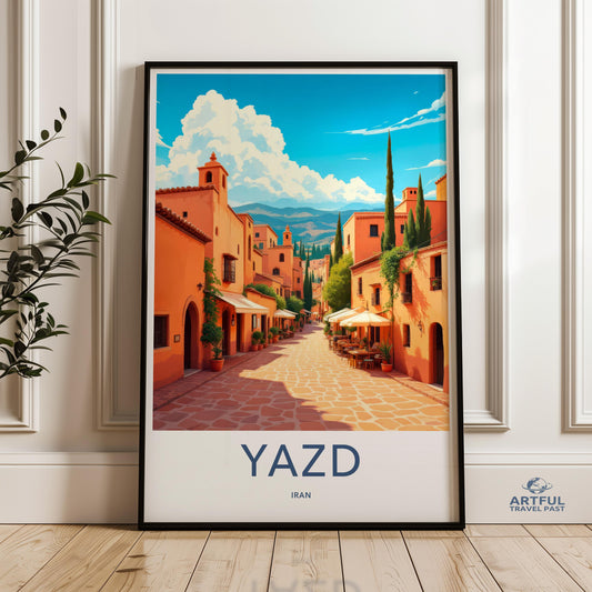 Yazd Iran Wall Art Print, Travel Poster Yazd, Colorful Travel Art, Yazd Cityscape Print, Iran Travel Decor