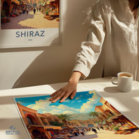 Shiraz Iran Vintage Travel Poster, Colorful Cityscape Artwork, Middle Eastern Decor, Wall Art Print, Gift for Travelers