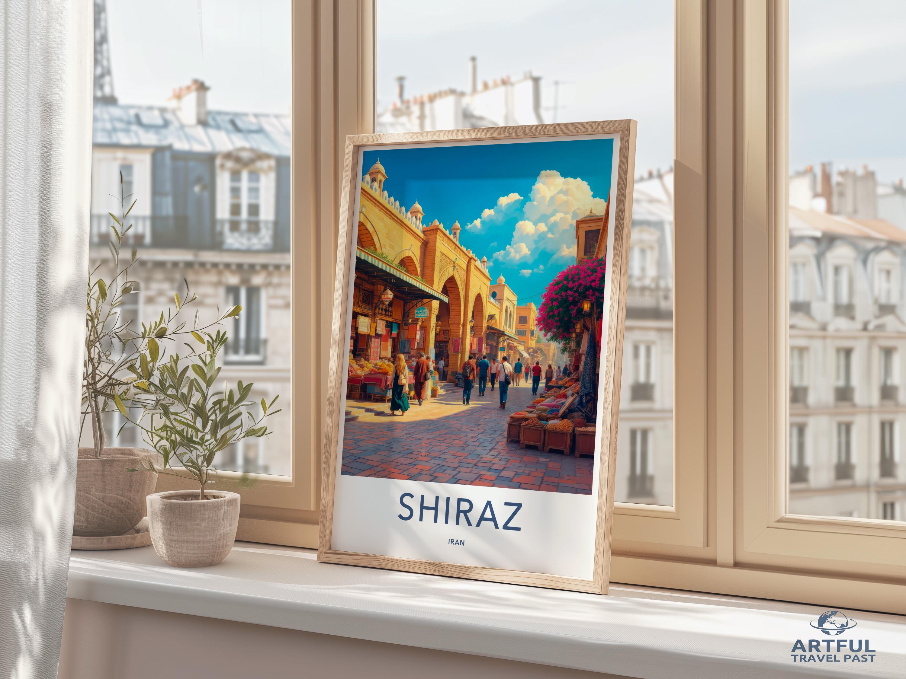 Shiraz Travel Poster, Art Print of Shiraz Iran, Wall Art Decor, Artistic Cityscape Print, Travel Memories, Gift for Travelers, Home Decor