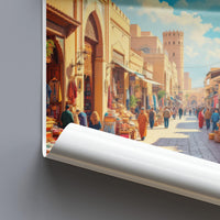 Vibrant Market Street Wall Art, Captivating City Print, Unique Travel Poster, Cultural Decor, Detailed Cityscape, Exotic Destination