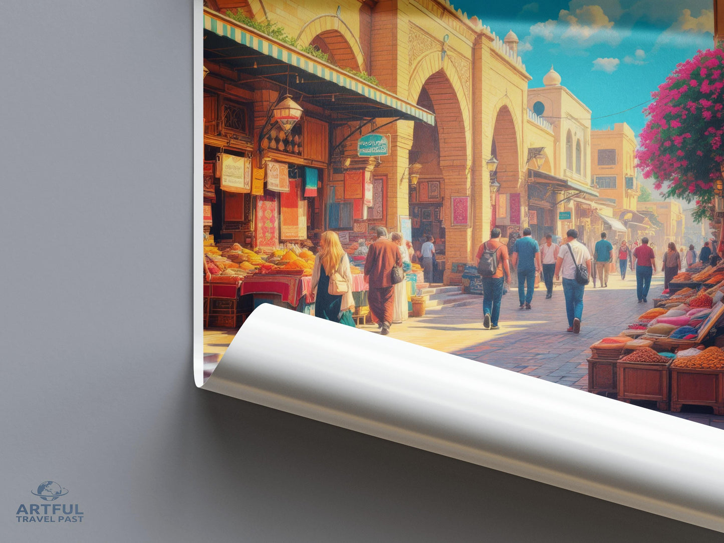 Market Scene Wall Art, Vibrant Cityscape Print, Colorful Street Market Decor, Urban Marketplace Photo, Vintage Travel Poster, Retro City