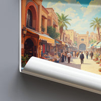 Vintage Market Street Scene Art Print, Retro Marketplace Wall Decor, Colorful Street Market Poster, Historic Market Wall Art