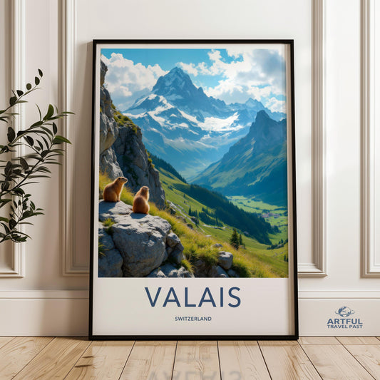 Mountain View Wall Art, Swiss Alps Travel Poster, Scenic Landscape Print, Hiking Adventure Decor, Nature Photography, Switzerland Poster