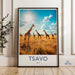 Giraffe Wall Art Print, Tsavo Kenya Poster, African Safari Decor, Wildlife Photography, Sunlit Savanna, Nature Art, Animal Wall Art