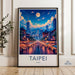 Taipei Cityscape Wall Art, Moonlit Night Taiwan Street, Urban Skyline Print, Oriental Nightlife Scene, Vibrant Metropolis Artwork