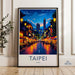 Taipei Taiwan Cityscape Wall Art, Night Market Poster Print, Vibrant Urban Decor, Travel Themed Home Decor, Illuminated Street Scene