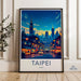 Taipei Cityscape Wall Art, Night Market Skyline Print, Modern Urban Decor, Vibrant Asian Street Poster, City Night Lights Artwork