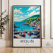 Coastal Town Poster, Vibrant Wall Art, Harbor Boats Print, Colorful Landscape Art, Nautical Decor, Ocean View Print, Decor Wolin Poland