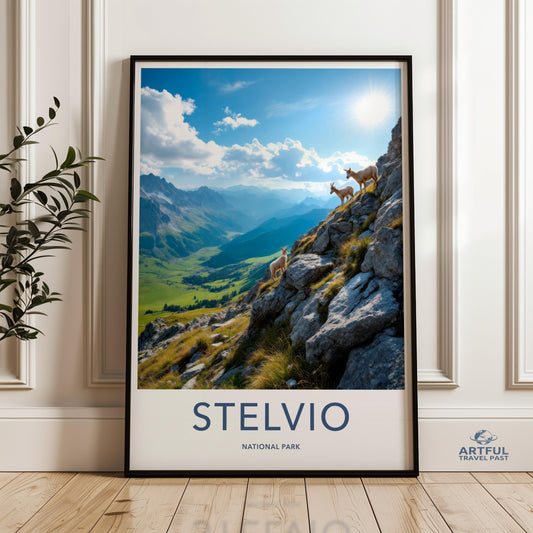 Stelvio National Park Mountain View Wall Art Poster, Nature Landscape Print, Wildlife Decor, Alpine Scenery, Hiking Home Decor