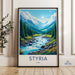 Styria Austria Scenic Wall Art, Mountain River Landscape Print, Nature Poster, Austria Travel Decor, River and Forest Artwork
