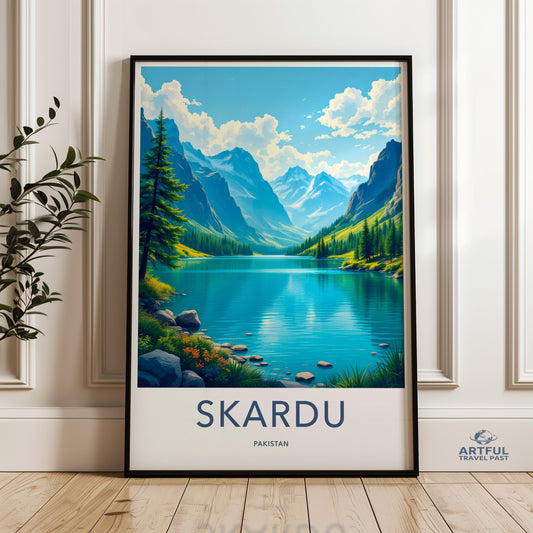 Skardu Pakistan Wall Art, Mountain Lake Landscape Print, Nature Scenery Art, Travel Poster, Living Room Decor, Adventurer Gift