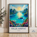 Raja Ampat Indonesia Travel Poster, Scenic Tropical Beach Wall Art, Nature Landscape Wall Decor, Colorful Sunset Print