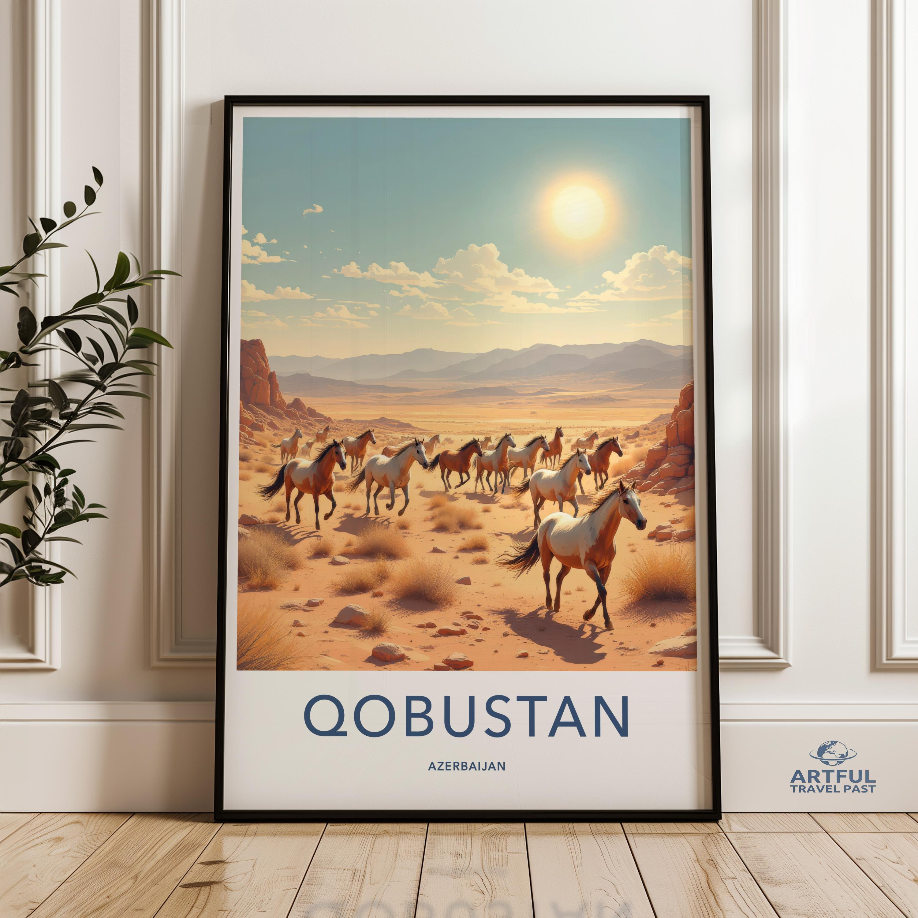 Wild Horses Landscape Art, Sunset Desert Wall Print, Decorative Horse Poster, Nature Wildlife Wall Decor for Home Office
