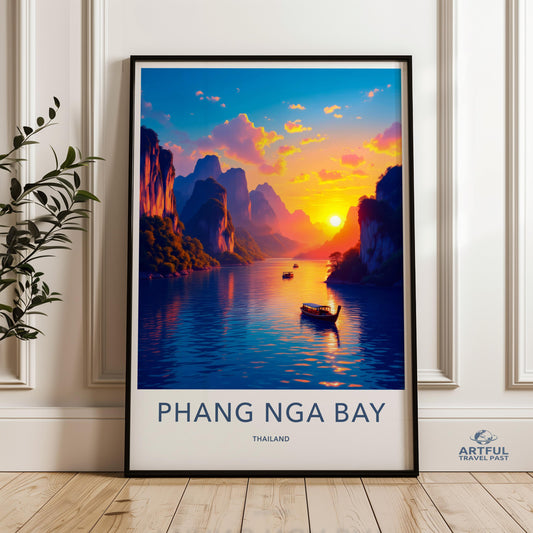Phang Nga Bay Wall Art, Thailand Sunset Poster, Colorful Landscape Print, Scenic Nature Decor, Travel Photography Artwork