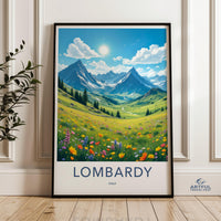 Beautiful Lombardy Italy Landscape Wall Art, Scenic Nature Poster, Mountain Meadow Print, Art for Living Room, Gift for Nature Lovers