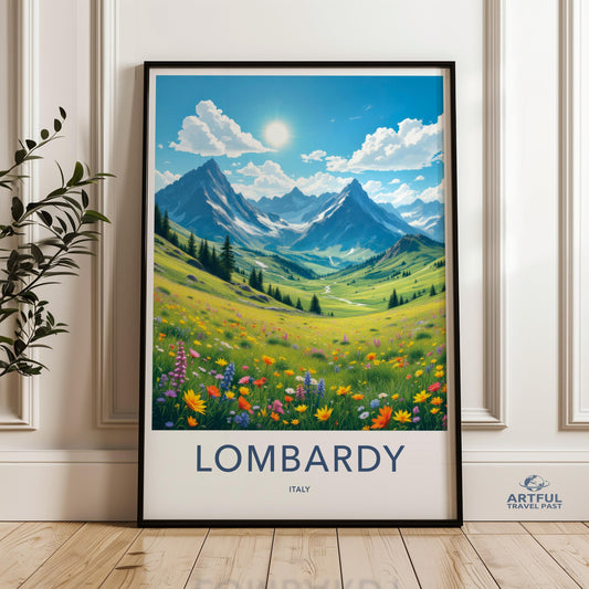 Beautiful Lombardy Italy Landscape Wall Art, Scenic Nature Poster, Mountain Meadow Print, Art for Living Room, Gift for Nature Lovers