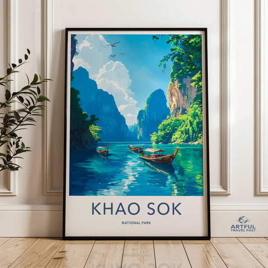 Khao Sok National Park Wall Art, Scenic Nature Poster, Tropical Landscape Print, Thailand Adventure Decor, Southeast Asia Travel Art