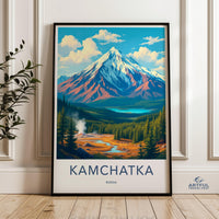 Kamchatka Russia Wall Art, Vintage Travel Poster, Retro Mountain Print, Nature Landscape Decor, Adventure Home Decor,