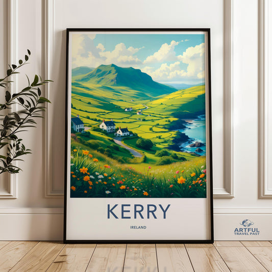 Kerry Ireland Wall Art Print, Landscape Poster, Irish Countryside Artwork, Scenic Wall Decor, Ireland Mountains and Coast Print