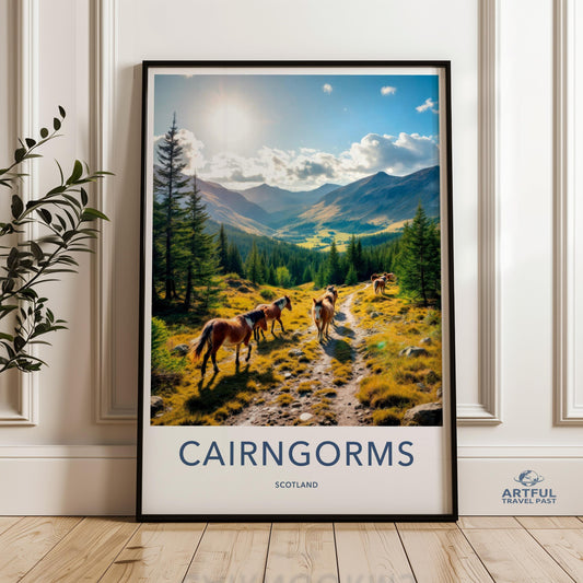 Wild Horse Landscape, Cairngorms Scotland Wall Art, Nature Photography Print, Scottish Highlands Poster, Home Decor Artwork